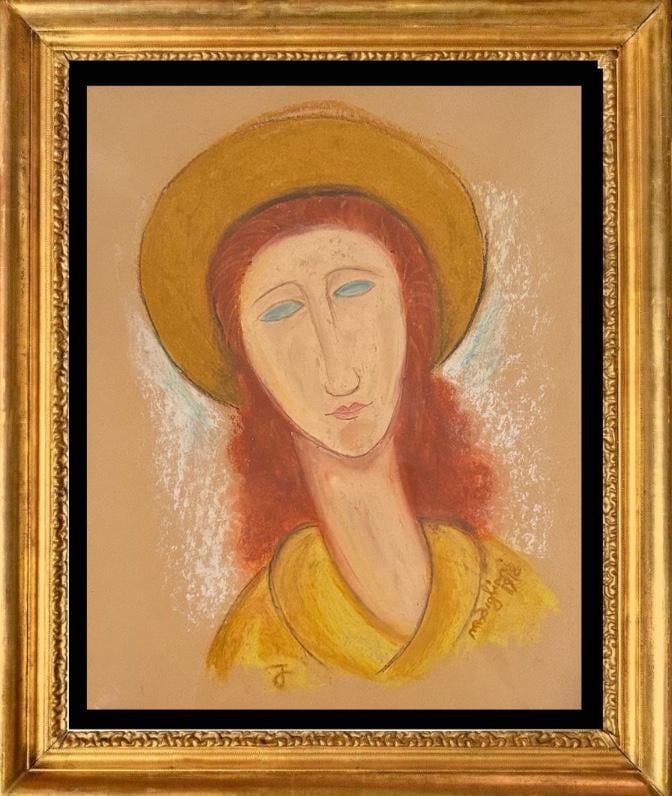 MODIGLIANI- Original Painting/Pastel; Hand signed- Picasso, Miro Era- Perfect signature. Appraisal- pHD APPROVAL- A Beauty!